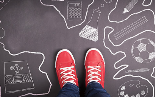 Picture of Someone Feet with Red Shoes on challkboard Picture of Someone Feet with Red Shoes on challkboard